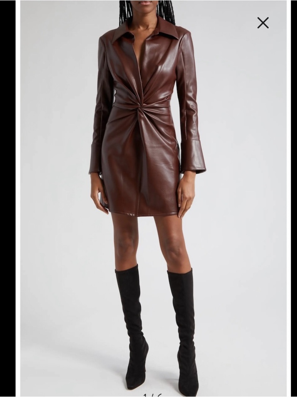 cinq a sept McKenna Long Sleeve Faux Leather Dress
